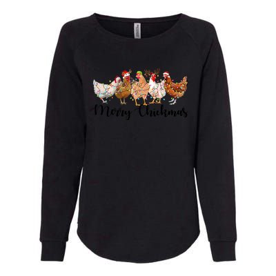 Merry Chickmas Merry Christmas Chicken Christmas Lights Long Sleeve Womens California Wash Sweatshirt