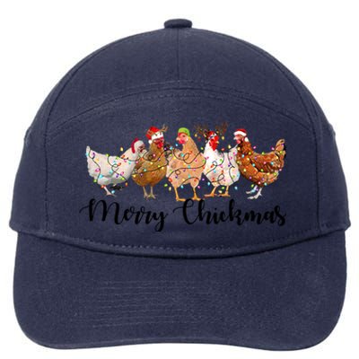 Merry Chickmas Merry Christmas Chicken Christmas Lights Long Sleeve 7-Panel Snapback Hat