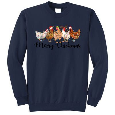 Merry Chickmas Merry Christmas Chicken Christmas Lights Long Sleeve Tall Sweatshirt