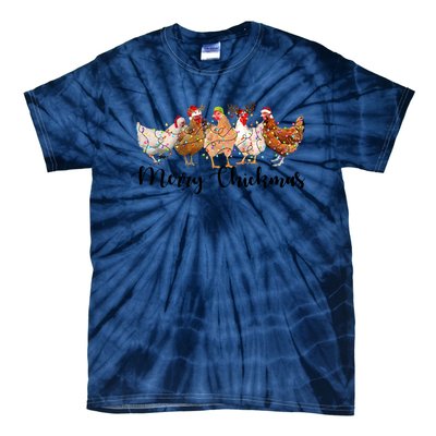 Merry Chickmas Merry Christmas Chicken Christmas Lights Long Sleeve Tie-Dye T-Shirt