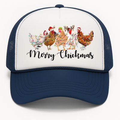 Merry Chickmas Merry Christmas Chicken Christmas Lights Long Sleeve Trucker Hat