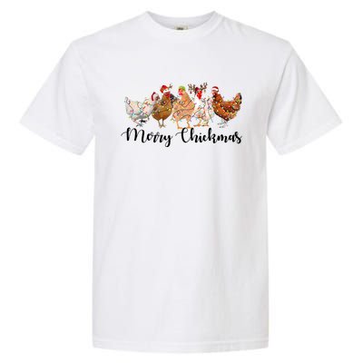 Merry Chickmas Merry Christmas Chicken Christmas Lights Long Sleeve Garment-Dyed Heavyweight T-Shirt