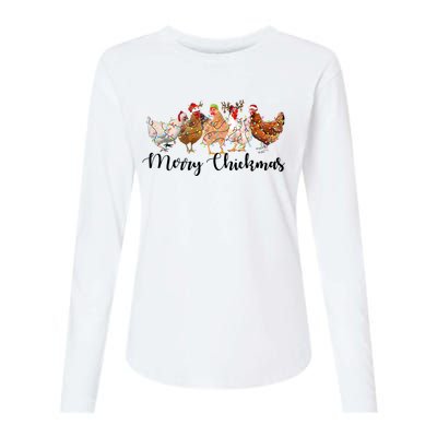 Merry Chickmas Merry Christmas Chicken Christmas Lights Long Sleeve Womens Cotton Relaxed Long Sleeve T-Shirt