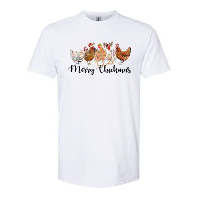 Merry Chickmas Merry Christmas Chicken Christmas Lights Long Sleeve Softstyle® CVC T-Shirt