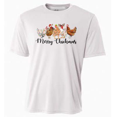 Merry Chickmas Merry Christmas Chicken Christmas Lights Long Sleeve Cooling Performance Crew T-Shirt