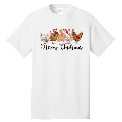 Merry Chickmas Merry Christmas Chicken Christmas Lights Long Sleeve Tall T-Shirt