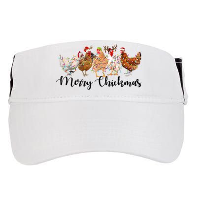 Merry Chickmas Merry Christmas Chicken Christmas Lights Long Sleeve Adult Drive Performance Visor