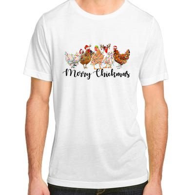 Merry Chickmas Merry Christmas Chicken Christmas Lights Long Sleeve Adult ChromaSoft Performance T-Shirt