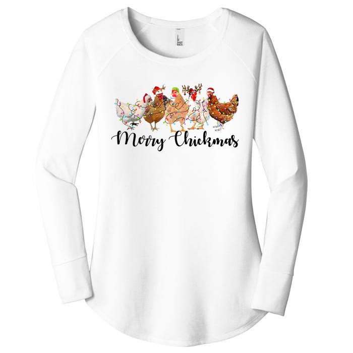 Merry Chickmas Merry Christmas Chicken Christmas Lights Long Sleeve Women's Perfect Tri Tunic Long Sleeve Shirt