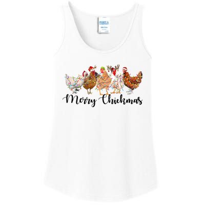 Merry Chickmas Merry Christmas Chicken Christmas Lights Long Sleeve Ladies Essential Tank