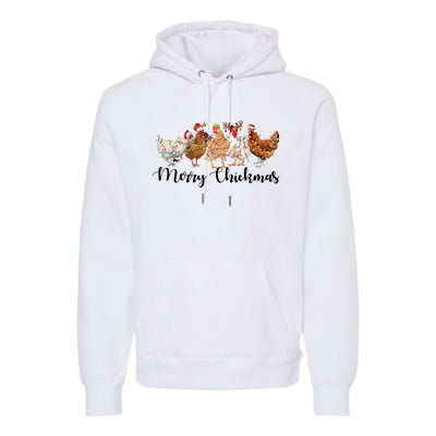 Merry Chickmas Merry Christmas Chicken Christmas Lights Long Sleeve Premium Hoodie