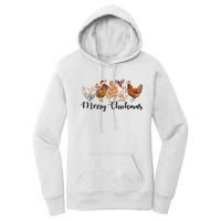 Merry Chickmas Merry Christmas Chicken Christmas Lights Long Sleeve Women's Pullover Hoodie