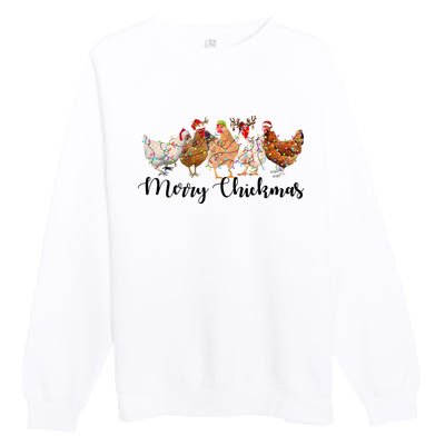 Merry Chickmas Merry Christmas Chicken Christmas Lights Long Sleeve Premium Crewneck Sweatshirt