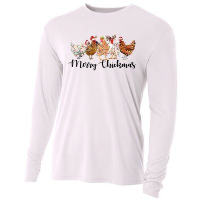 Merry Chickmas Merry Christmas Chicken Christmas Lights Long Sleeve Cooling Performance Long Sleeve Crew