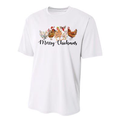 Merry Chickmas Merry Christmas Chicken Christmas Lights Long Sleeve Performance Sprint T-Shirt