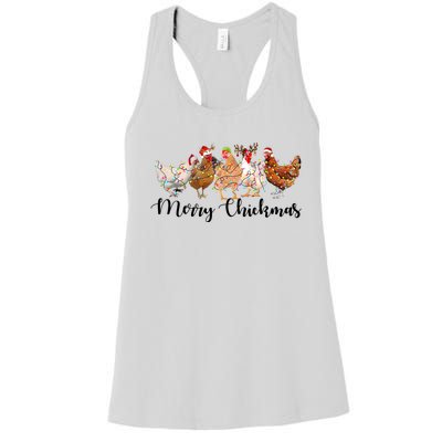 Merry Chickmas Merry Christmas Chicken Christmas Lights Long Sleeve Women's Racerback Tank