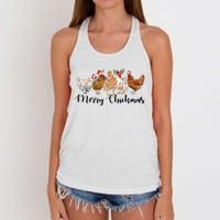 Merry Chickmas Merry Christmas Chicken Christmas Lights Long Sleeve Women's Knotted Racerback Tank