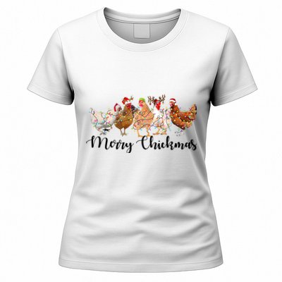 Merry Chickmas Merry Christmas Chicken Christmas Lights Long Sleeve Women's T-Shirt