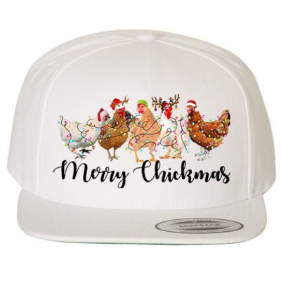 Merry Chickmas Merry Christmas Chicken Christmas Lights Long Sleeve Wool Snapback Cap