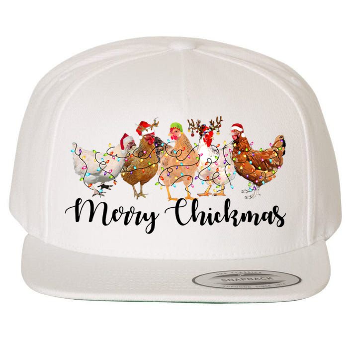 Merry Chickmas Merry Christmas Chicken Christmas Lights Long Sleeve Wool Snapback Cap