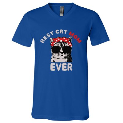 Meow Cat Meow Kitty Funny Cats Mom And Cat Dad V-Neck T-Shirt