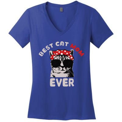 Meow Cat Meow Kitty Funny Cats Mom And Cat Dad Women's V-Neck T-Shirt