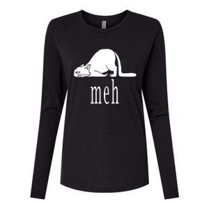 Meh Cat Womens Cotton Relaxed Long Sleeve T-Shirt