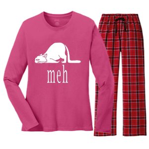 Meh Cat Women's Long Sleeve Flannel Pajama Set 