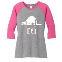 Meh Cat Women's Tri-Blend 3/4-Sleeve Raglan Shirt