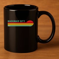 Mackinaw City Michigan 11oz C Handle Ceramic Mug