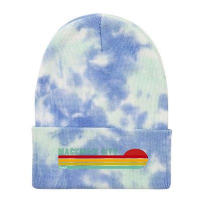 Mackinaw City Michigan Tie Dye 12in Knit Beanie