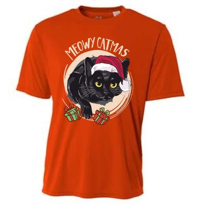 Meowy Catmas Merry Catmas Black Cat Christmas Funny Xmas Gift Cooling Performance Crew T-Shirt