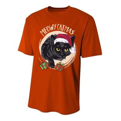 Meowy Catmas Merry Catmas Black Cat Christmas Funny Xmas Gift Performance Sprint T-Shirt