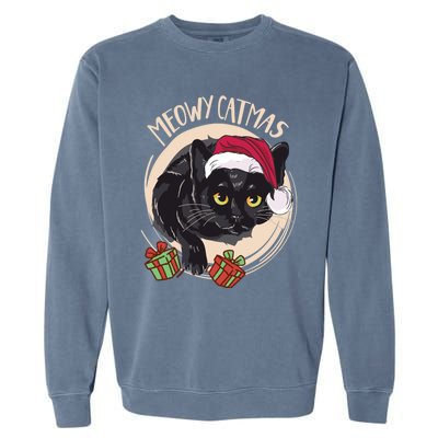 Meowy Catmas Merry Catmas Black Cat Christmas Funny Xmas Gift Garment-Dyed Sweatshirt