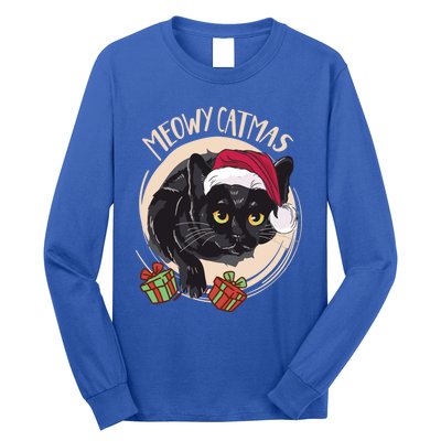 Meowy Catmas Merry Catmas Black Cat Christmas Funny Xmas Gift Long Sleeve Shirt