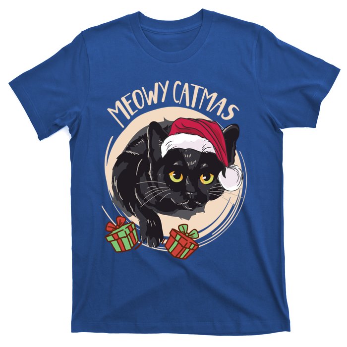 Meowy Catmas Merry Catmas Black Cat Christmas Funny Xmas Gift T-Shirt