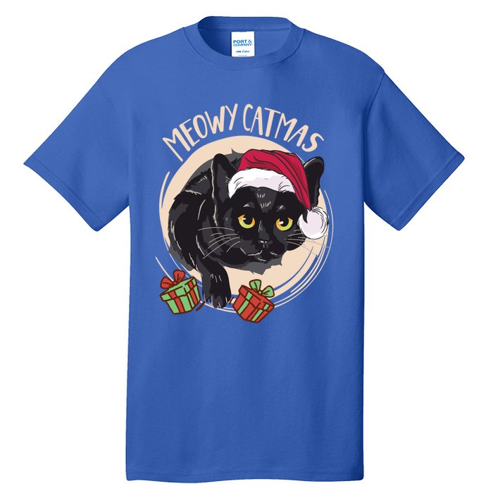 Meowy Catmas Merry Catmas Black Cat Christmas Funny Xmas Gift Tall T-Shirt