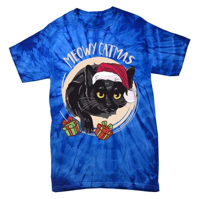 Meowy Catmas Merry Catmas Black Cat Christmas Funny Xmas Gift Tie-Dye T-Shirt