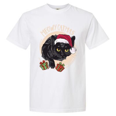 Meowy Catmas Merry Catmas Black Cat Christmas Funny Xmas Gift Garment-Dyed Heavyweight T-Shirt