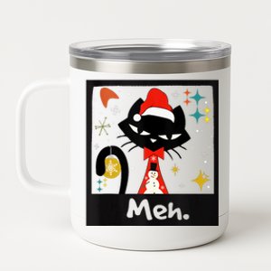 Meh Cat Mid Century Modern Christmas Look Retro 50s 60s Cats Tank Top 12 oz Stainless Steel Tumbler Cup