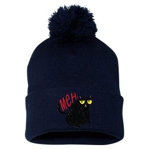 Meh Cat Pom Pom 12in Knit Beanie