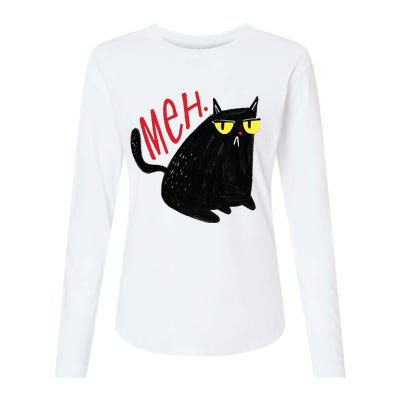 Meh Cat Womens Cotton Relaxed Long Sleeve T-Shirt