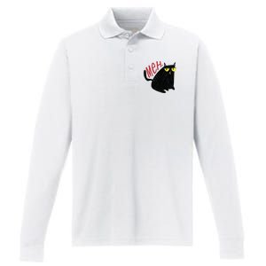 Meh Cat Performance Long Sleeve Polo