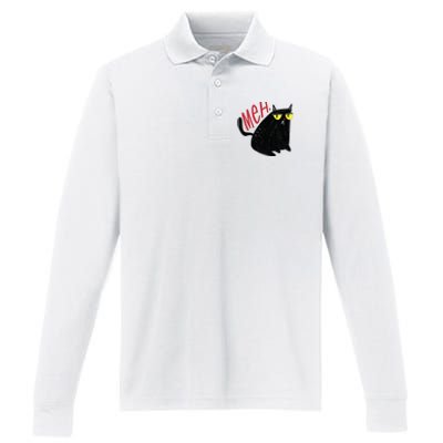 Meh Cat Performance Long Sleeve Polo