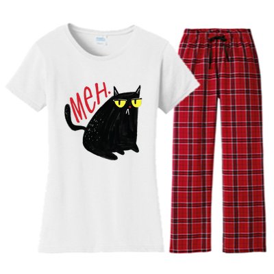 Meh Cat Women's Flannel Pajama Set