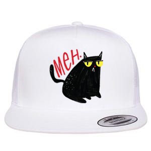 Meh Cat Flat Bill Trucker Hat