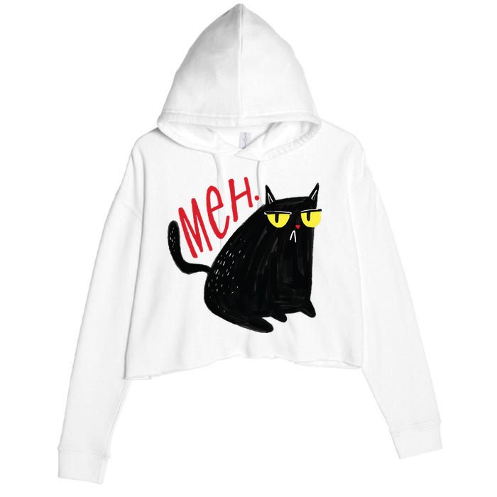 Meh Cat Crop Fleece Hoodie