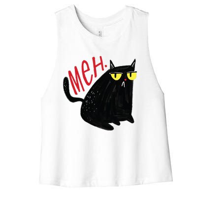 Meh Cat Women's Racerback Cropped Tank