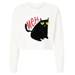 Meh Cat Cropped Pullover Crew