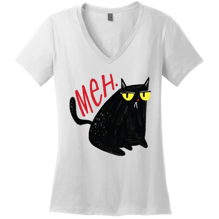 Meh Cat Women's V-Neck T-Shirt